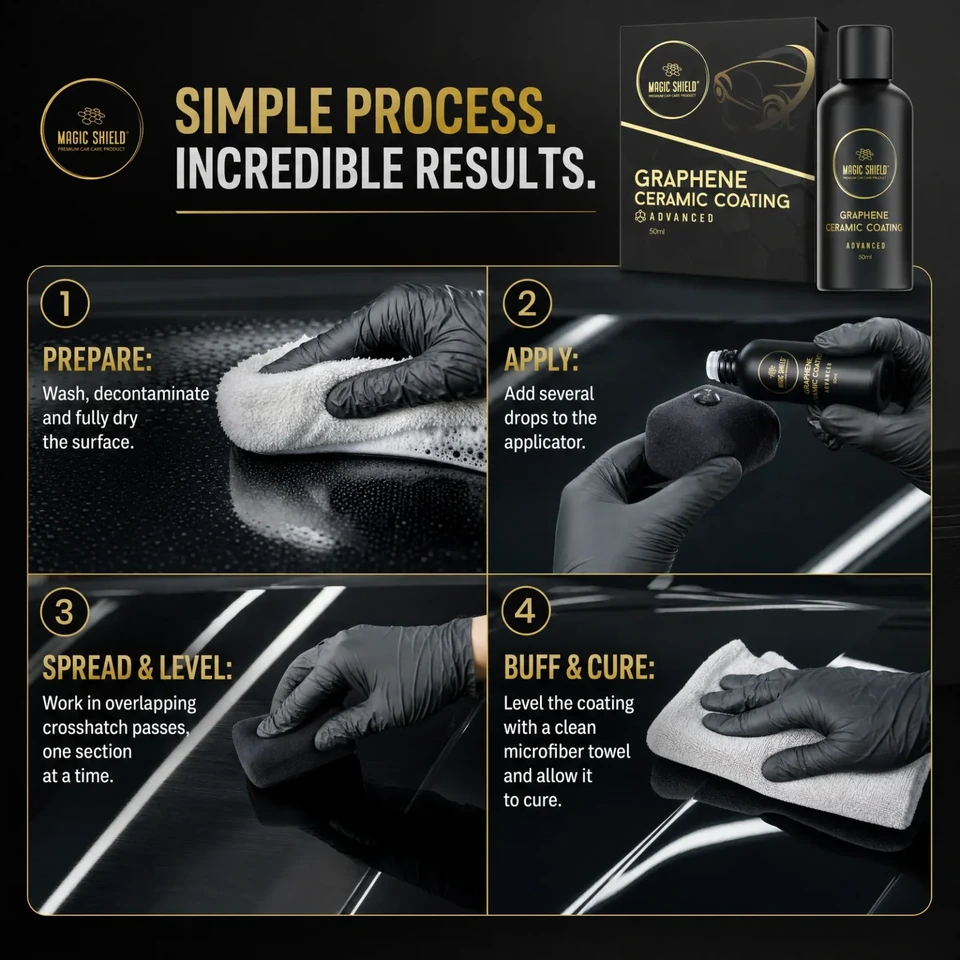 Four-step graphene ceramic coating application process