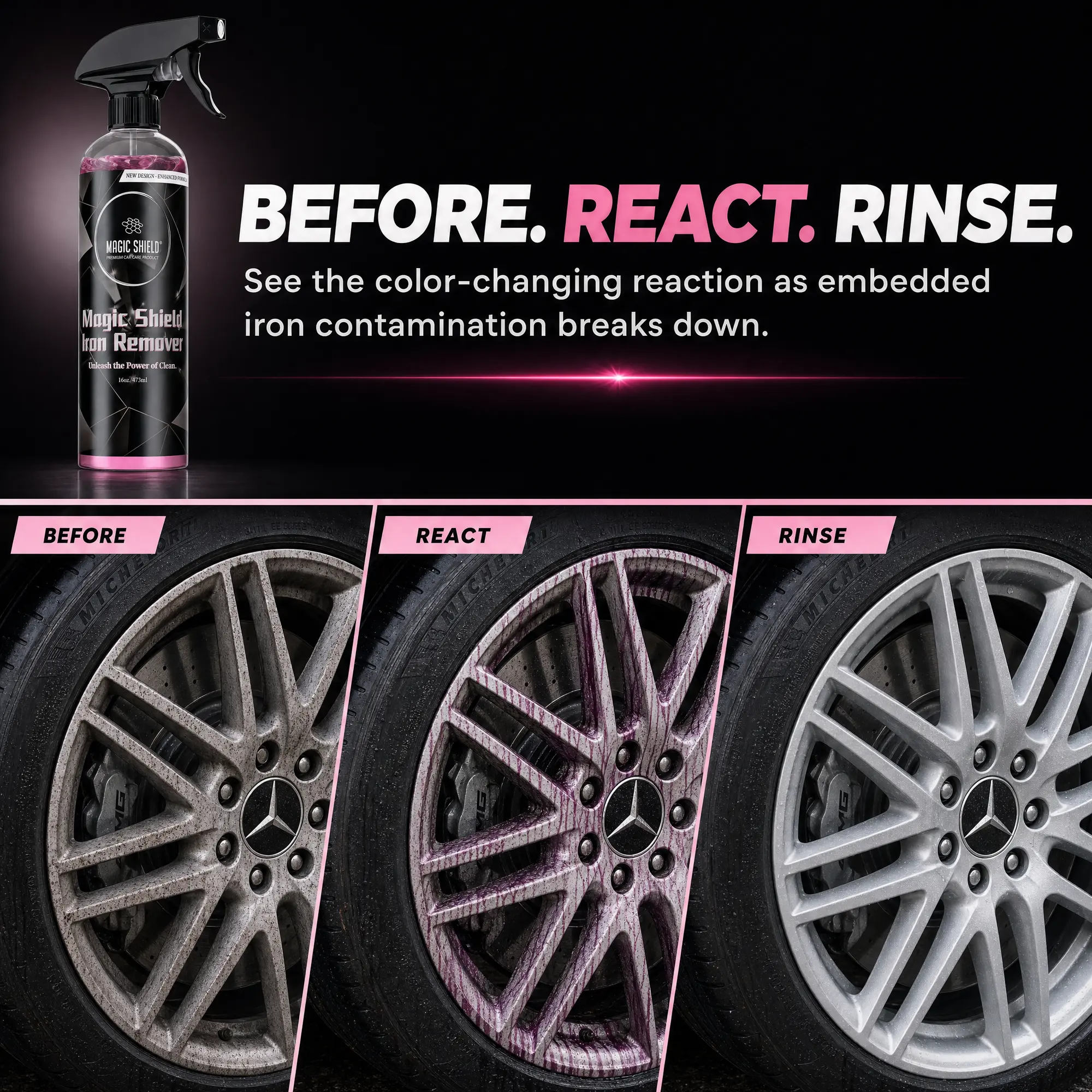 Car Iron Remover Spray with color-changing formula