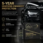 Magic Shield Graphene Ceramic Coating beside a glossy black car