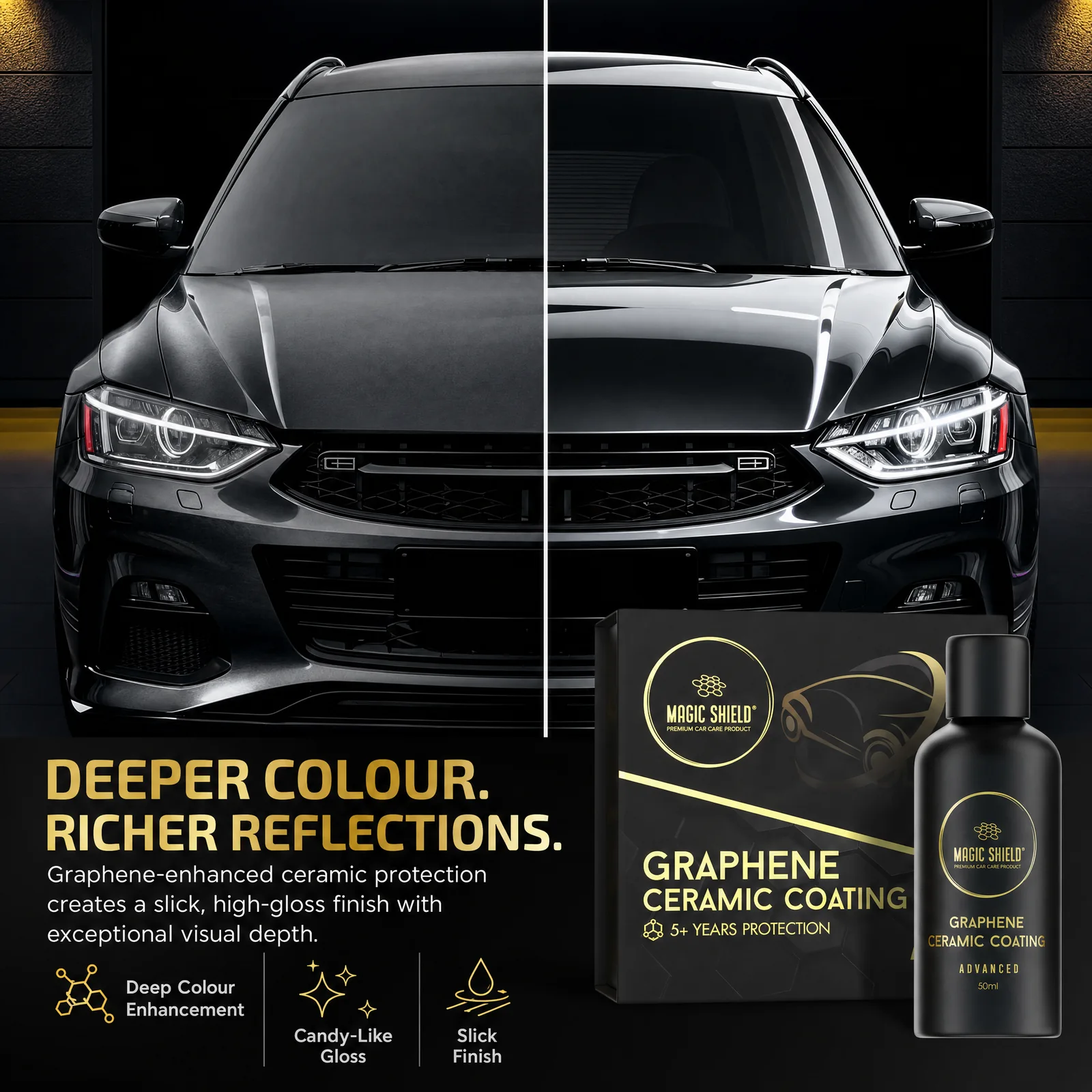 Paint comparison showing deeper colour and richer reflections