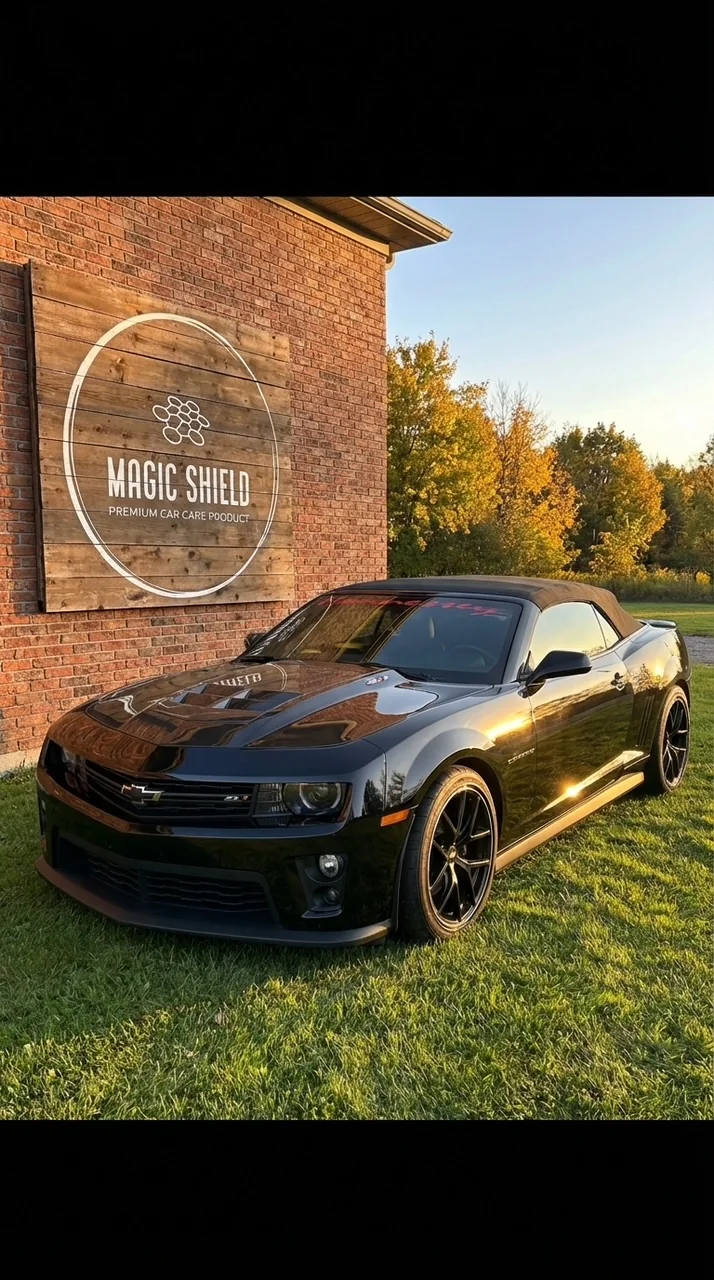 A Magic Shield owner's glossy black Camaro