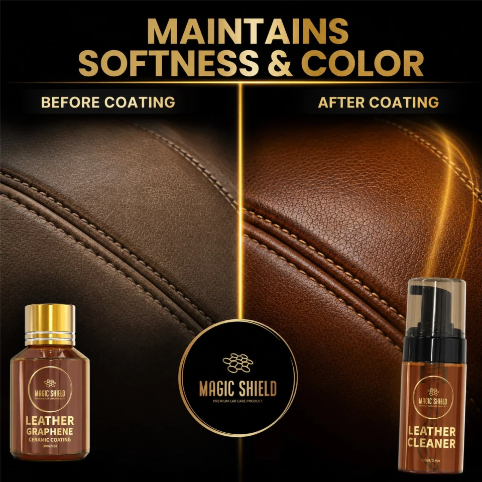 Leather coating designed to maintain softness and flexibility
